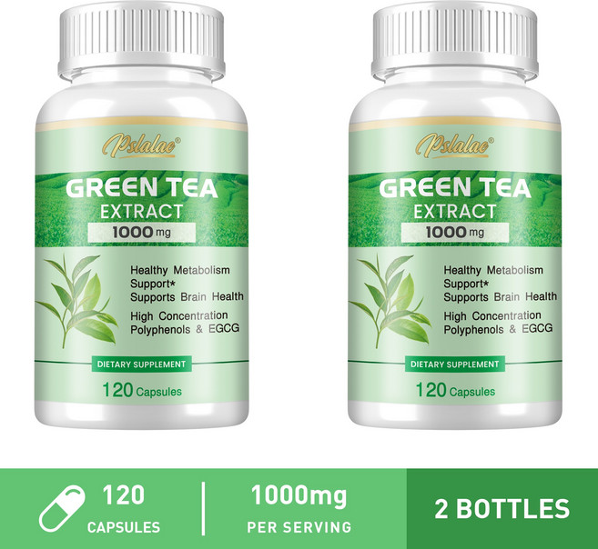 Pslalae 綠茶萃取 1000mg 膠囊 促進新陳代謝 支持腦部健康, 240組