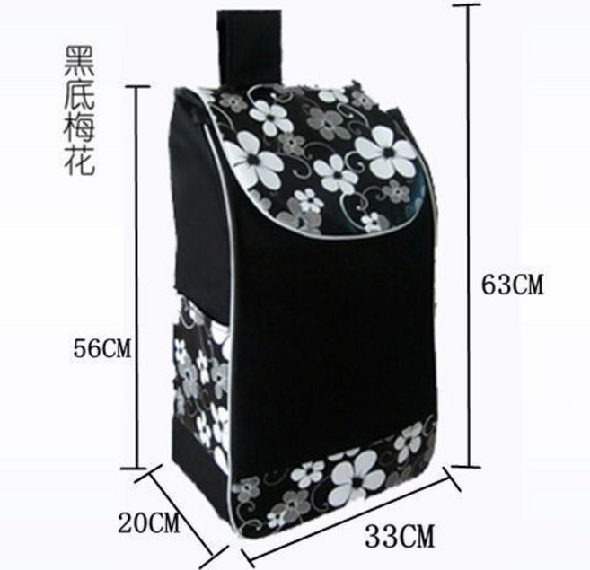 手推車買菜袋 防水加厚牛津包, 1個, 黑色梅花