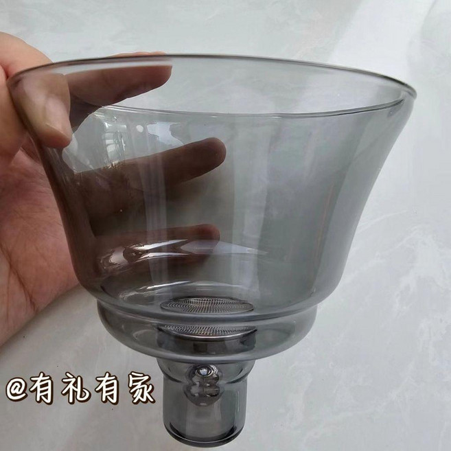 懶人泡茶器自動玻璃宮燈磁吸茶具配件, 1個, 透黑色碗身帶膠圈, 透黑色碗身