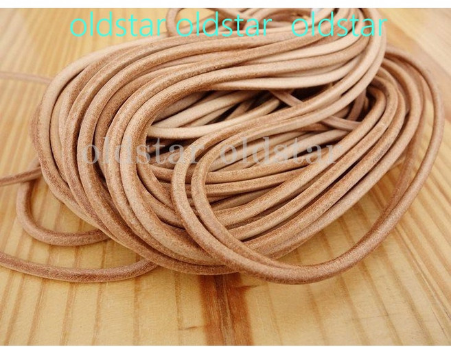 oldstar 圓皮繩 4mm 牛皮本色 DIY飾品配件 證件掛繩 手作材料, 1個, 4mm,牛皮本色