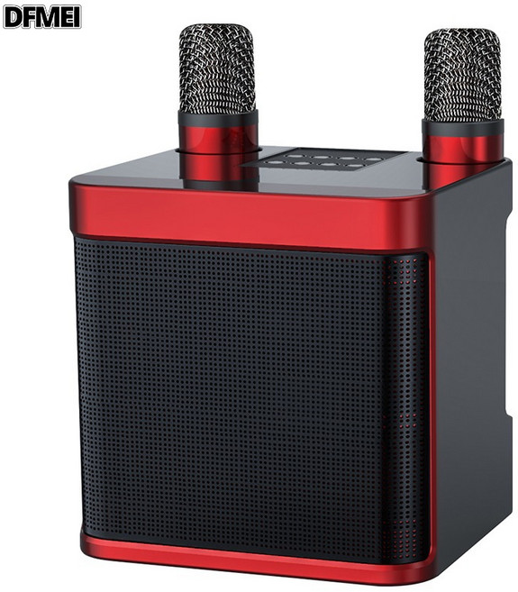 DFMEI YS203藍牙音響k歌家用一體機戶外直播神器雙麥小音箱便攜帶話筒, 如圖, 紅色