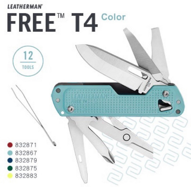 LEATHERMAN FREE T4 彩色版 多功能工具刀, #832871 赤紅色, 1個