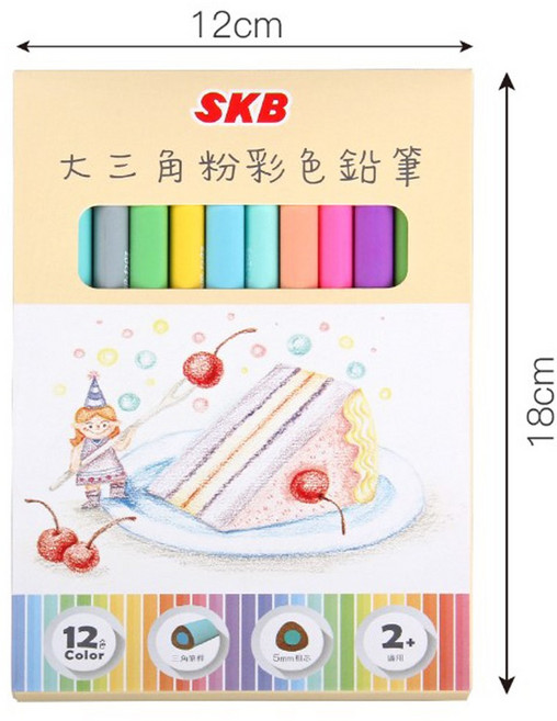 大三角粗芯色鉛筆 - 兒童繪畫學齡前適用, 1個, SKB彩色鉛筆_NP-1203粉彩色