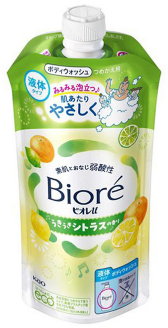 Biore 蜜妮 U 身體沐浴乳 清新柑橘香 液體型 補充包, 1個, 320ml
