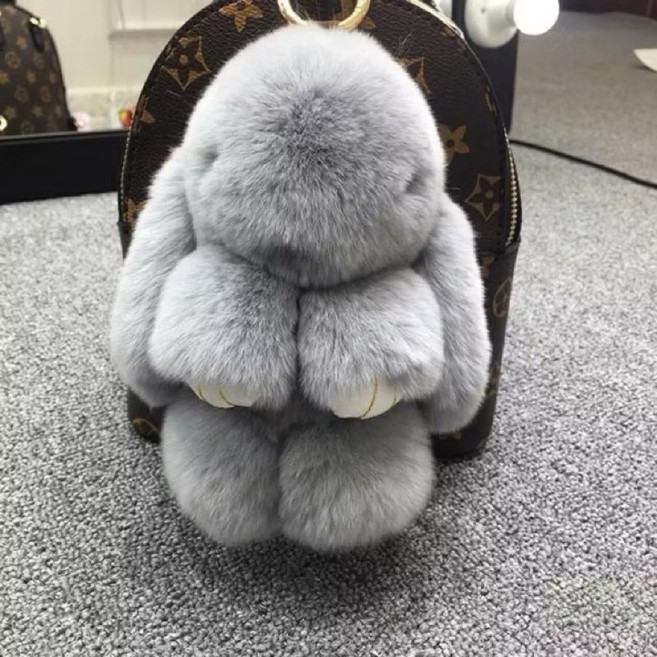兔毛鑰匙圈 獺兔毛小兔子裝死兔吊飾 情人節生日禮物