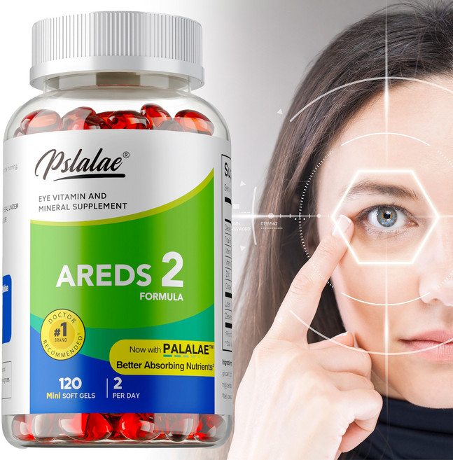 Pslalae AREDS 2配方 葉黃素和玉米黃素 眼睛維生素和礦物質補充劑, 120組