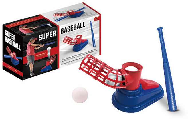 SUPER BASEBALL 兒童棒球訓練器 腳踩自動投球 伸縮球棍, 1個, 【腳踏款】棒球機套組