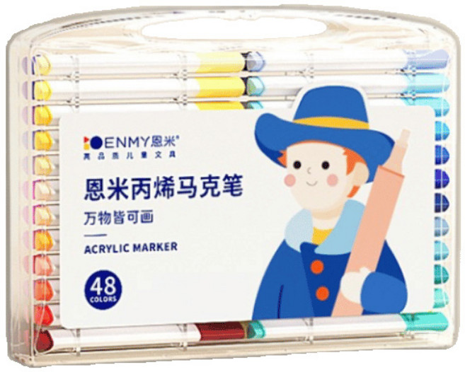 ENMY 單頭不透色可疊色丙烯馬克筆 麥克筆 彩色筆 壓克力筆 丙烯筆 水性 玻璃彩繪 彩繪筆 繪畫筆, 1套, 48個
