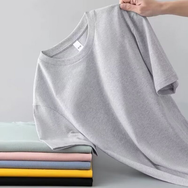 素色短袖上衣 速乾衣 冰絲涼感衣 排汗衣 圓領 【M-5XL】 工作服, 淺灰色,XL