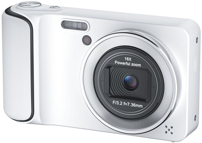 DC70D 雙鏡頭 便攜 CCD 卡片相機 16X 變焦 2.8吋 IPS 高清屏 20種濾鏡, 1個, 白色