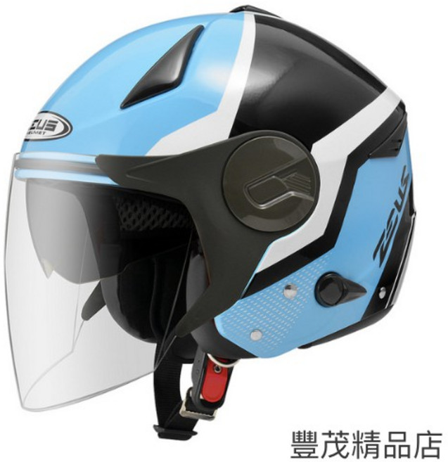 ZEUS 瑞獅 ZS-612A AD9 3/4罩 半罩安全帽 內墨片 雙鏡片 內襯全可拆, 藍白色