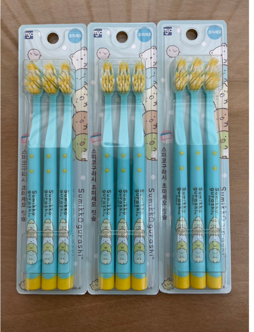 MJC 韓國角落生物 兒童牙刷三入組, 1個, 三入裝, 3