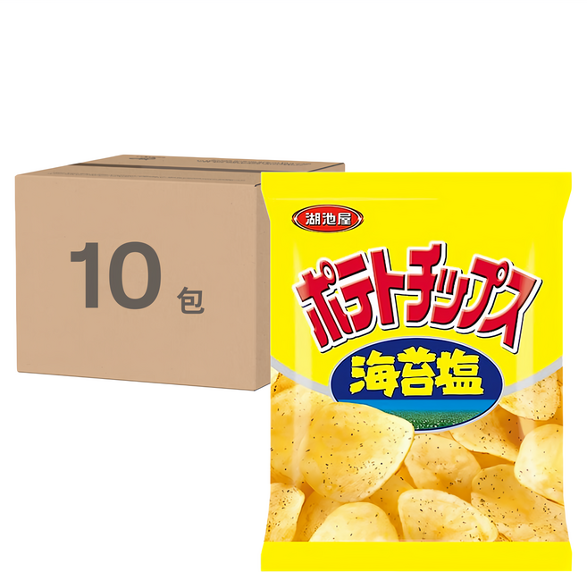 KOIKEYA 湖池屋 POTATO CHIPS 平切洋芋片 海苔鹽口味, 28g, 10包
