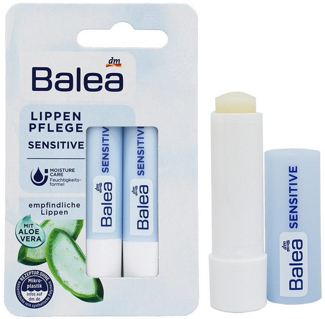 Balea 敏感修護護唇膏 蘆薈保濕潤澤 無色配方 2入組, 20g, 1個, 淡香