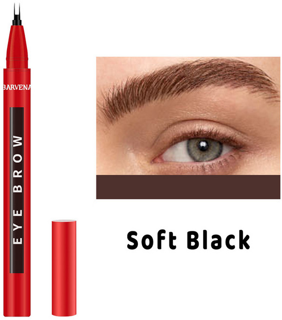 BARVENA 眉筆 雙頭筆勾勒定型, 1個, BN7027-03#Soft Black菸灰黑,BN7027雙頭填充眉筆, 菸灰黑