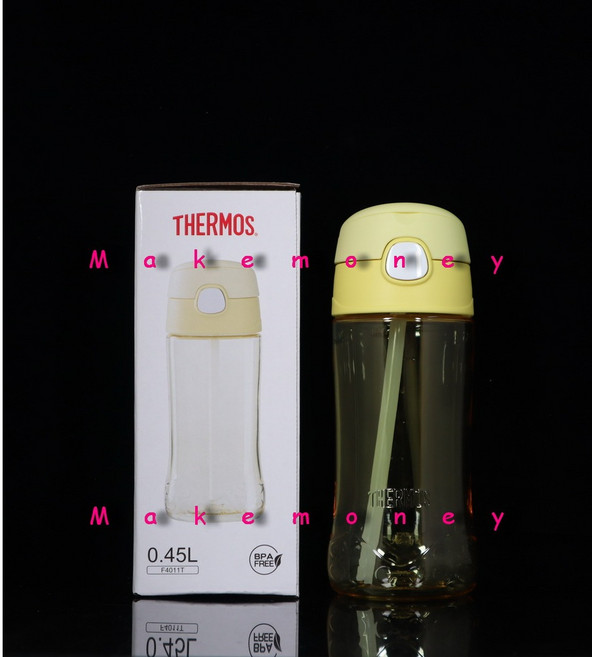 THERMOS 膳魔師 F4011T系列 兒童吸管瓶 450ml 兒童水壺, 黃色, 1個