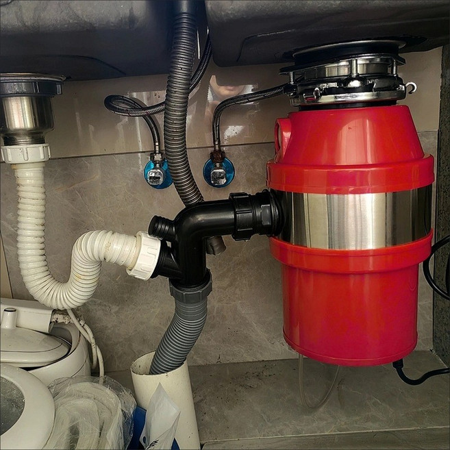 110V 廚房垃圾處理器 廚餘食物家用粉碎機 生活垃圾處理機 食物研磨機, 紅色款560w,電壓110v