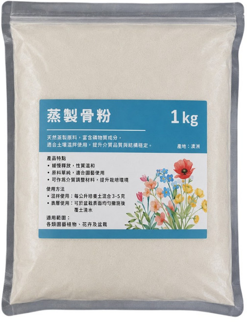蒸製骨粉 1kg 鈣磷來源 適合園藝, 1個