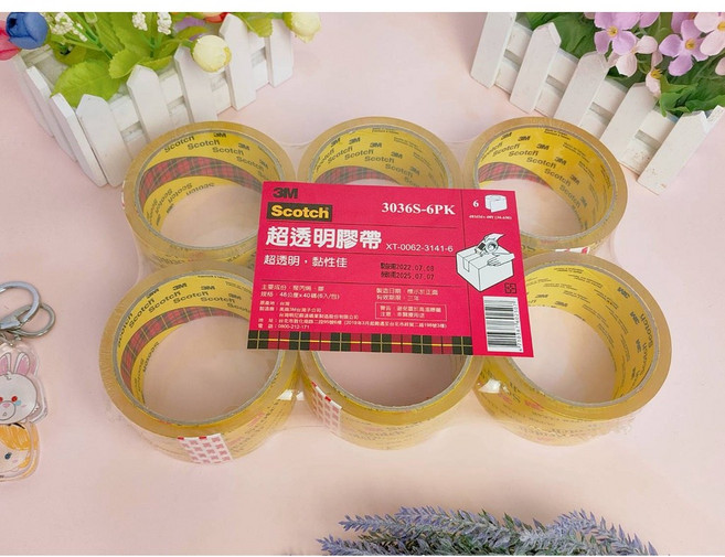 3M SCOTCH 多入 超透明膠帶 OPP 封箱膠帶 搬家 台灣製, 1個, 48mm*40y 6入