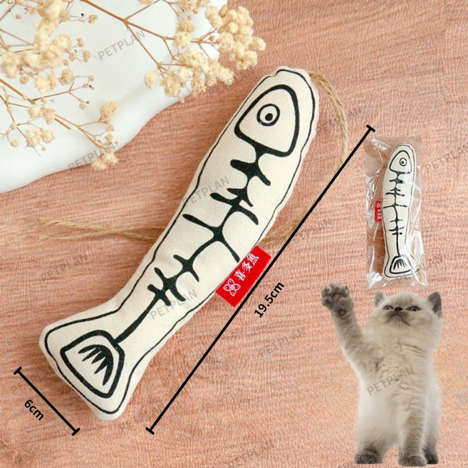 貓薄荷響紙抱枕 貓玩具, 1個, 魚骨頭, 魚骨頭