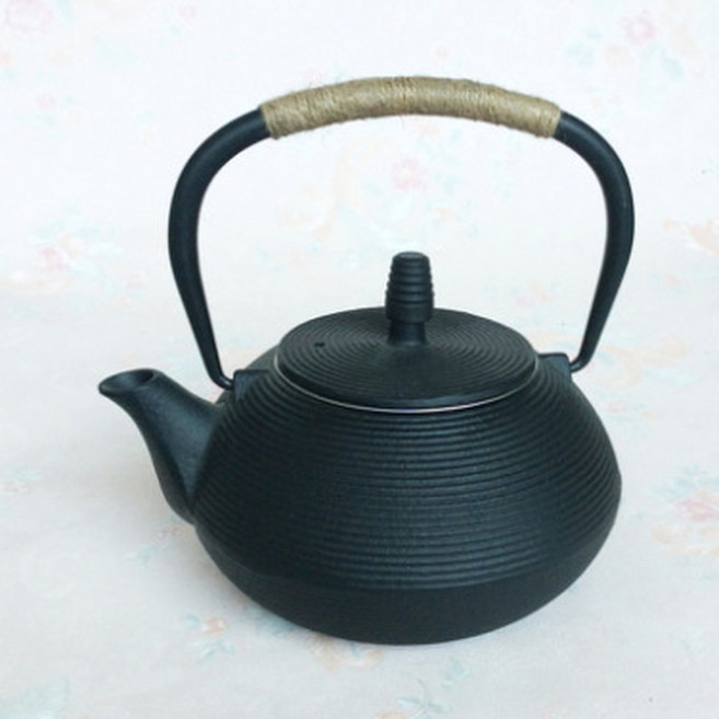 瑞壽堂 日式鑄鐵茶壺 0.9L 黑色小丁, 0.9L細螺紋, 1套, 900ml