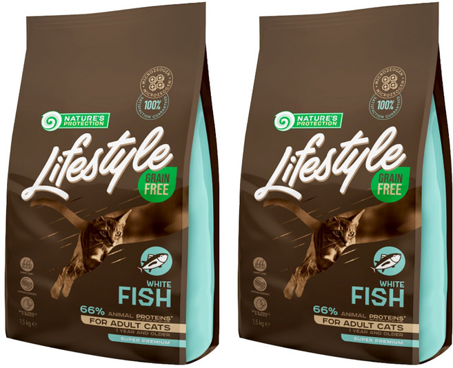 NATURE'S PROTECTION 自然本色 LifeStyle 1歲以上貓適用 無穀成貓配方, 1500g, 2袋, 無榖