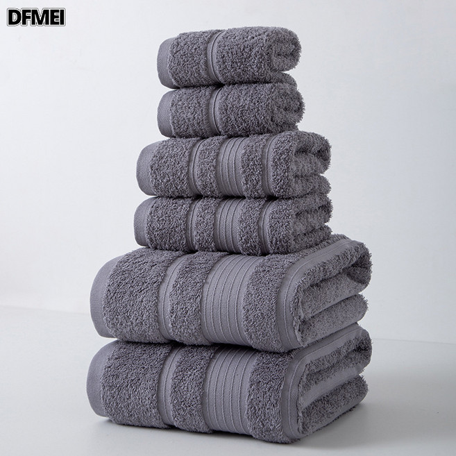 DFMEI 跨境貨源全棉毛巾浴巾方巾家用吸水柔軟, 1個, 灰色:浴巾【140*70cm】530g