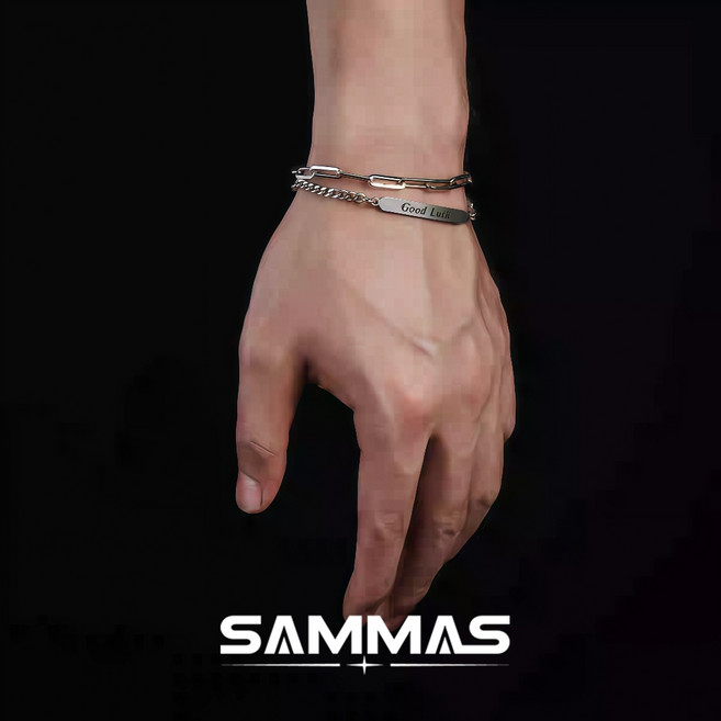 SAMMAS 鈦鋼轉運手鍊 雙層幸運手環 時尚百搭鈦鋼手鍊