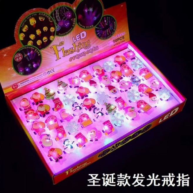 聖誕帽 聖誕老公公 麋鹿 雪人, 1個, 發光戒指-3個/組