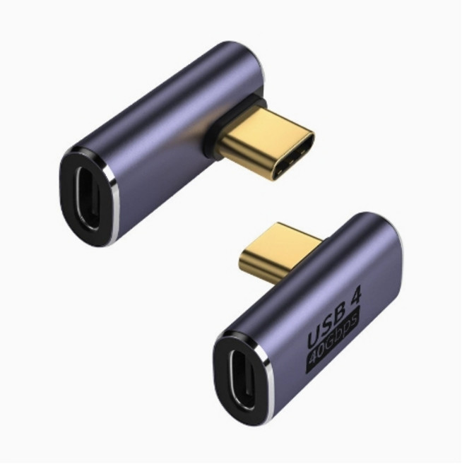 USB4 40Gbps C母轉C母 適用 Thunderbolt 3 全功能 PD100w, 1個, 中彎公對母, 40G 直頭 USB4 適用雷電3全功能 PD100w