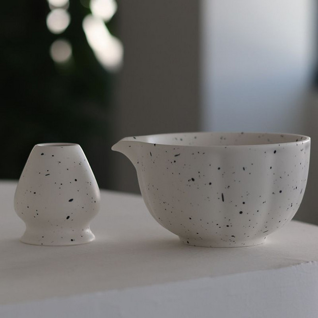 日式抹茶碗整套茶具 簡約日系風格茶器, 默認, 花瓣啞光白:2件套, 1套
