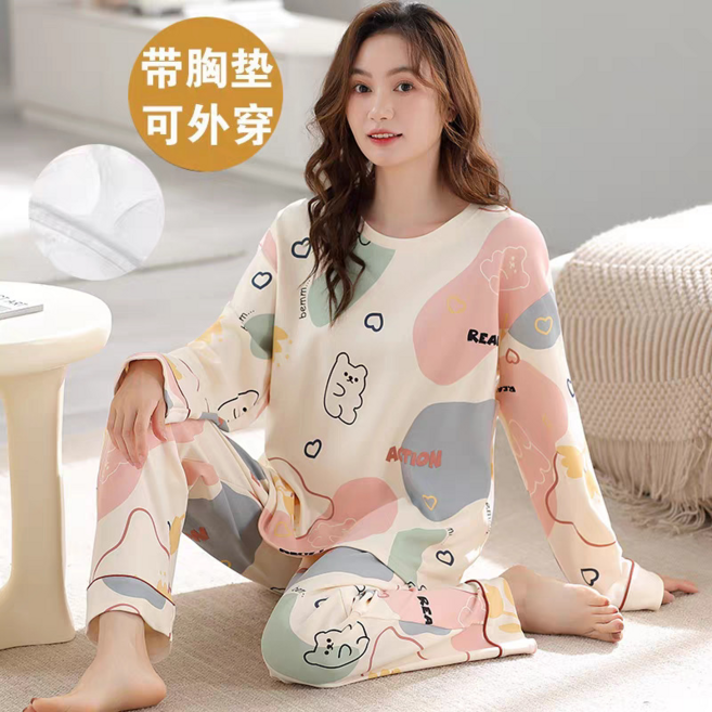 女士長袖睡衣套裝 可外穿家居服