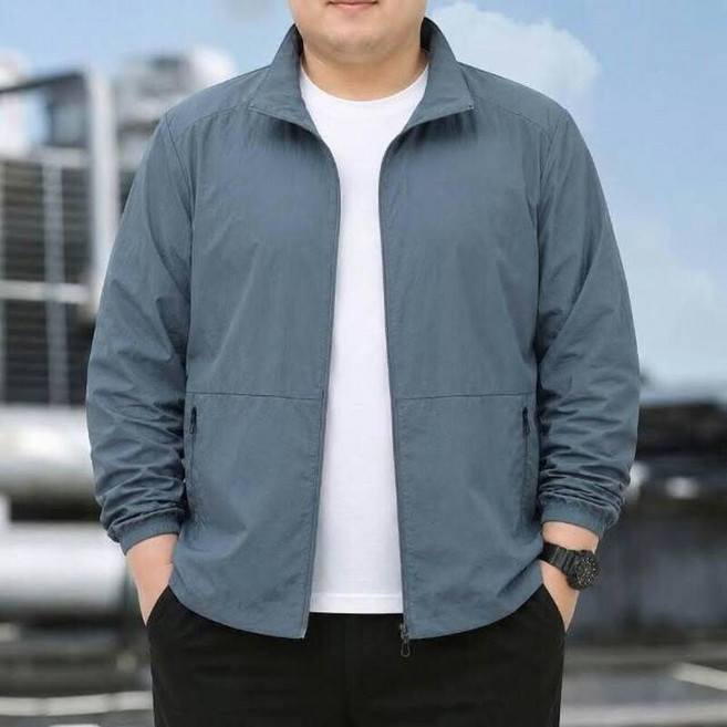 大尺碼防曬外套男排汗冰絲涼感外套速乾透氣休閒運動外套夏天抗uv防曬衣跑步登山夾克輕薄立領外套夏季男生男裝防水輕量衝鋒外套, 深灰色