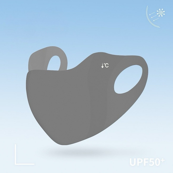 VC 玻尿酸3D冰絲防曬口罩 UPF50+涼感設計 全面遮蓋眼周 深霧灰單片包裝, 1個, 玻尿酸冰絲防曬【深霧灰】單片獨立包裝