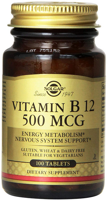 SOLGAR 維他命B12無糖錠 500mcg, 100顆, 1罐