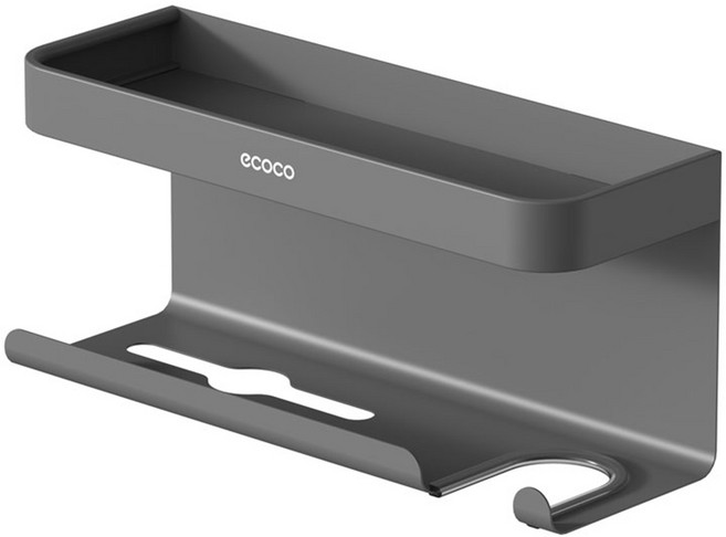 ECOCO 意可可 免打孔壁掛式吹風機架 紙巾架 浴室收納置物架, E24153槍灰色, 1個