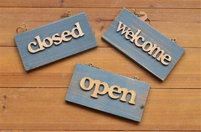 營業中 歡迎 休息中 木製告示牌, 木質個性做舊藍掛牌open,closed,welcome咖啡酒吧書吧歡迎門牌, 1個