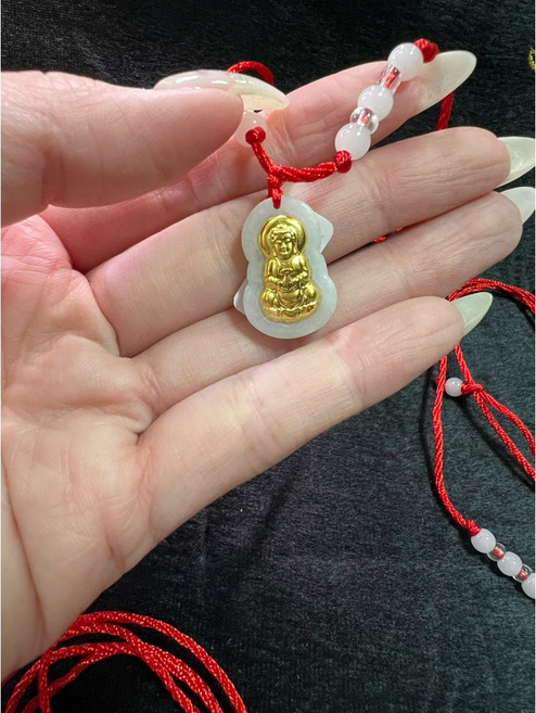 泓潤 金鑲玉 999純金 翡翠吊墜