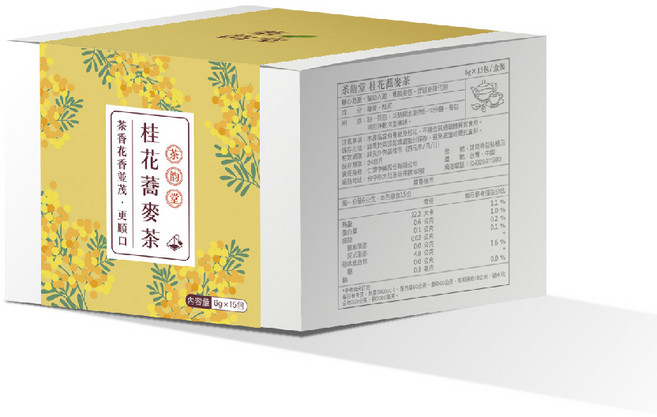 茶韻堂 桂花蕎麥茶 無咖啡因 獨立茶包 溫和口感, 6g, 1個, 15個裝