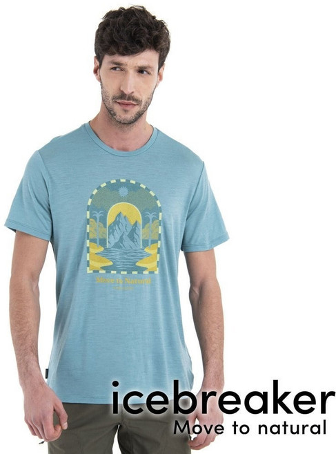 icebreaker Tech Lite 男羊毛圓領短袖衣 150 登山 湖水藍 0A56WX
