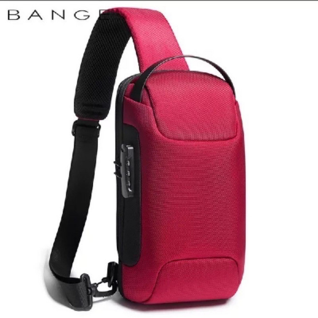 BANGE 旗艦防水斜背包 側背包 3.0USB充電系統, 紅的