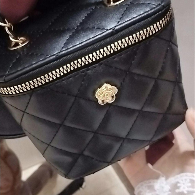 祕密花園 菱格鏈條盒子包, 黑色小號