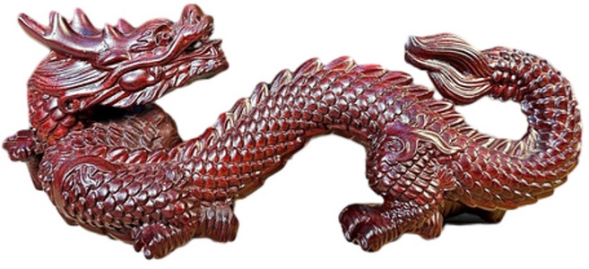 黑檀木雕龍擺飾,回首中國龍,多尺寸可選, 黑檀整木精雕龍 長8cm