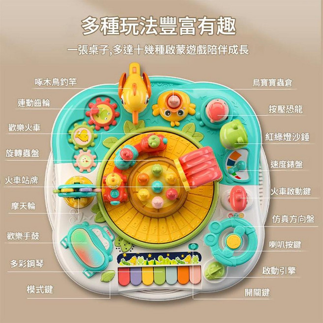 9合1農場樂園桌 兒童早教學習桌 多功能遊戲桌, 18合一功能益智遊戲桌紅色