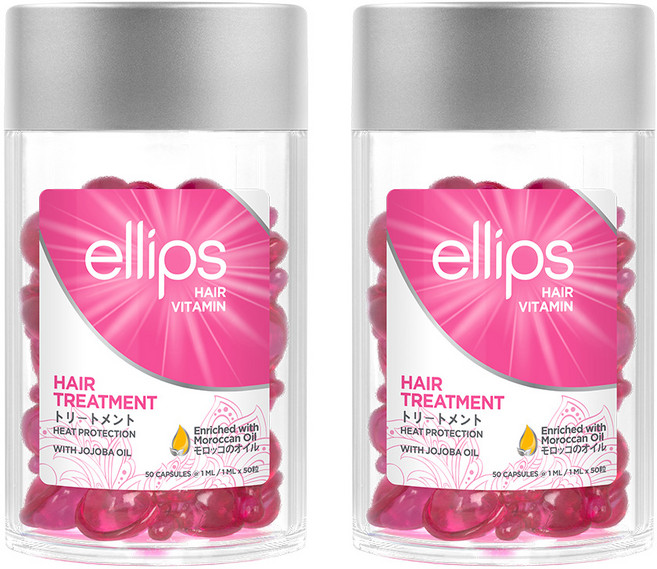 ellips 意立詩 頭髮維他命粉紅荷荷巴油 50入, 2個, 50ml