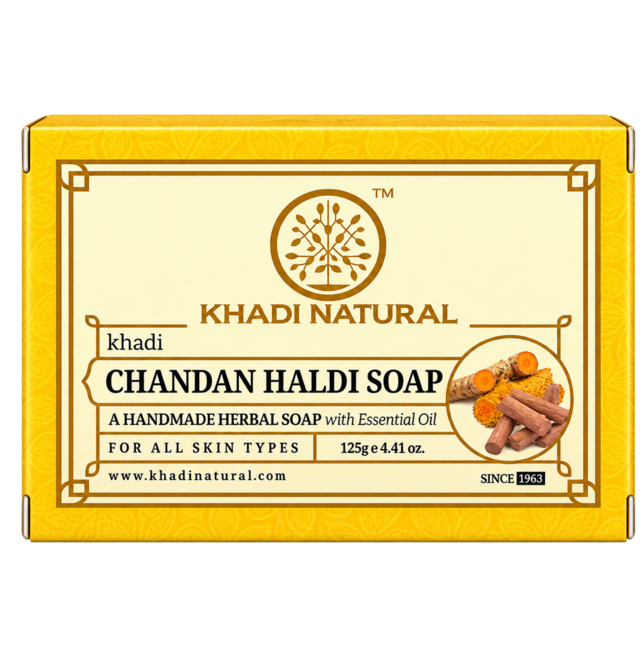 Khadi Natural 薑黃檀香手工草本精油皂 適用於所有膚質, 125g, 1個