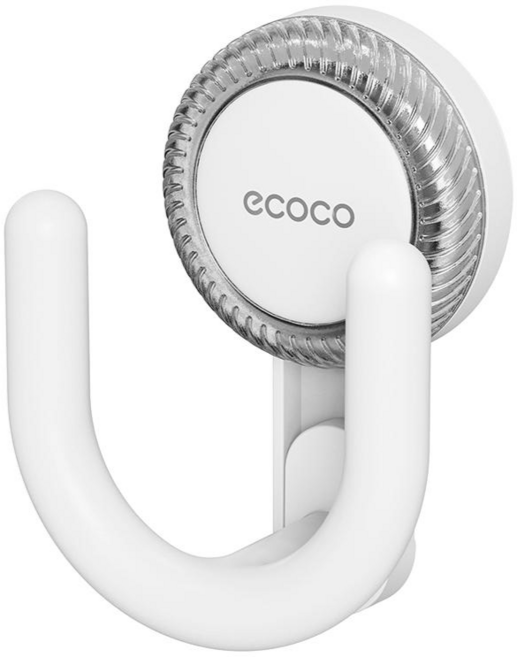 ecoco 免打孔旋轉吸盤U型拖鞋架 浴室拖鞋收納架 奶油色系牆面掛鉤, E25212白色, 1個