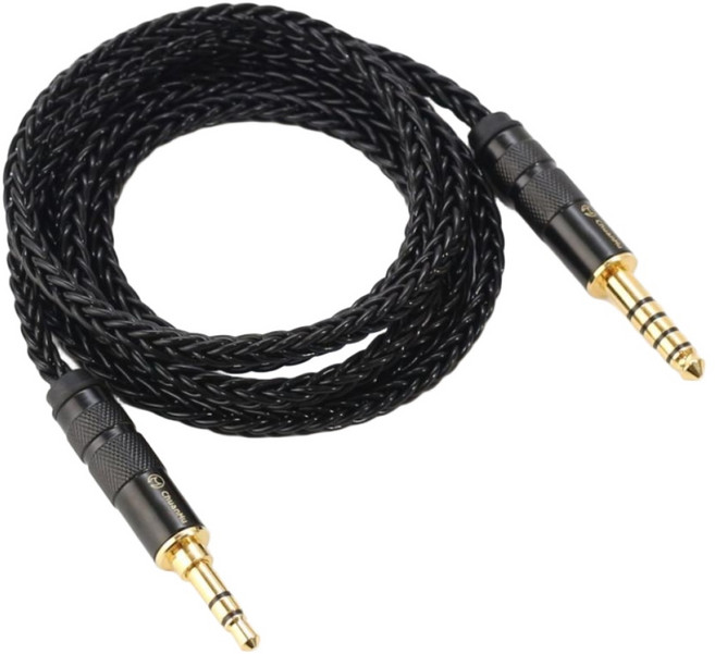 發燒級鍍銀4.4平衡轉3.5音頻線 M111 高品質音訊轉接線 4.4mm 3.5mm耳機連接線, 無, 黑, 1個