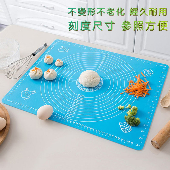 廚房食品級矽膠帶刻度揉麵墊 烘焙工具 40x50 桿麵墊, 大號粉, 1個