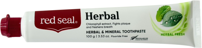 RED SEAL 紐西蘭 蜂膠 固齒 菸漬 檸檬 兒童 礦物質 小蘇打, 1個, 清新草本牙膏新包裝2028/05/27, 100g